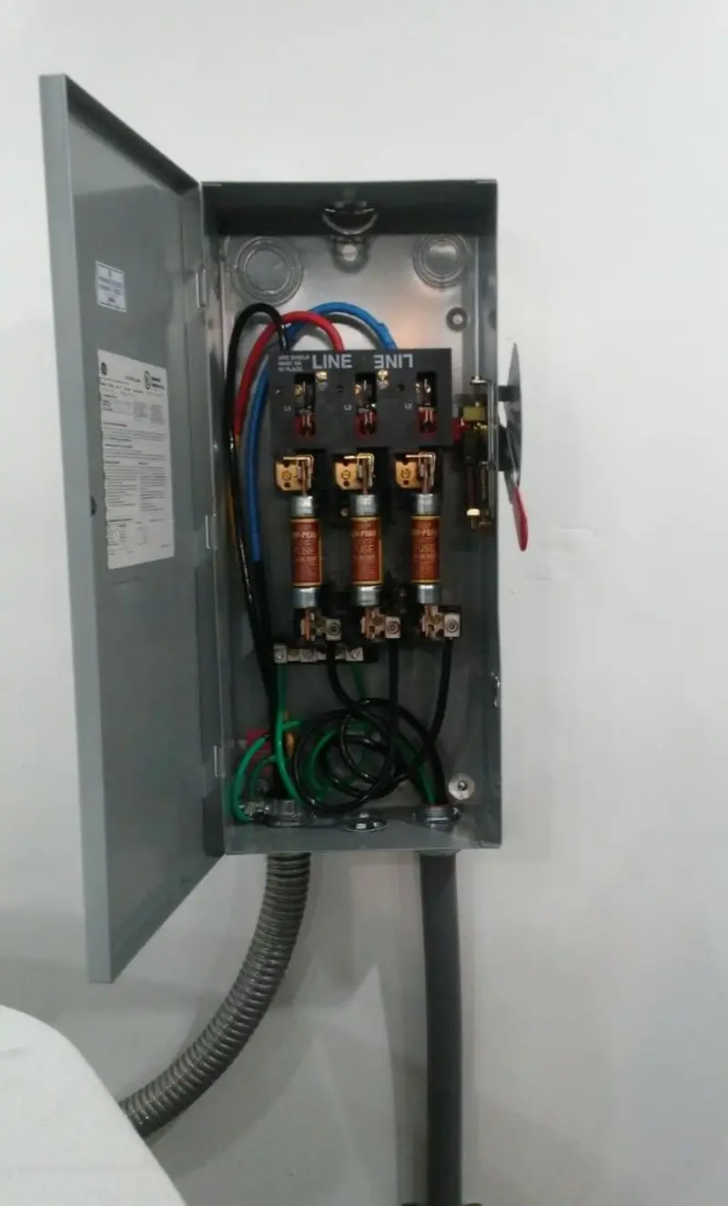 Three-phase disconnect switch installed for Smoke Detector Installation in Villa Park